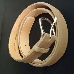 Tecovas grey tan suede Genuine Bovine leather belt men's sz 44